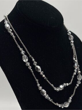 CHAN LUU Long Faceted Beaded Chain Crystal Multi-Strand Necklace